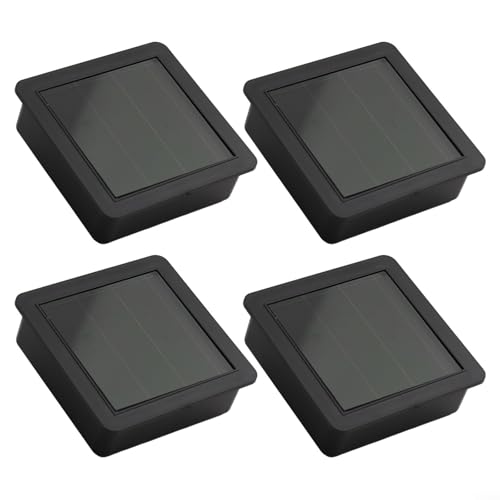 Pumixiy Quadratisches Solarmodul-Ersatzteil, mit wiederaufladbarem Akku, Gartenlicht-Abdeckung, warmweißes LED-Licht, 7,1 x 7,1 cm, Schwarz (4 Stück) von Pumixiy