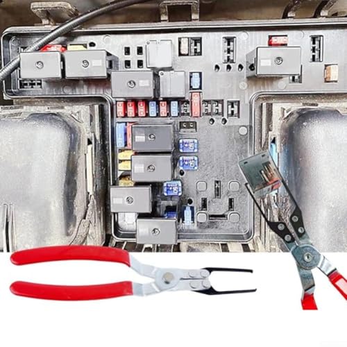 Pumixiy Relais-Extraktionszange mit Sicherungsausdreher-Werkzeug-Set zum Entfernen von elektrischen Relais und Fahrzeugsicherungen, Auto-Reparaturwerkzeuge, roter Griff von Pumixiy