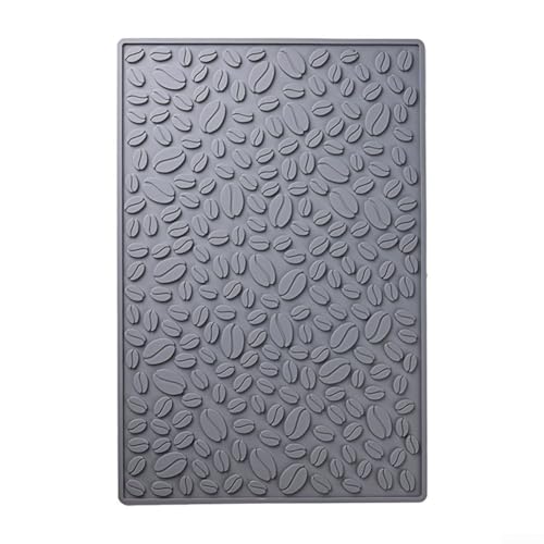 Pumixiy Rutschfeste Silikonmatte mit Kaffeebohnen-Muster, für Küchentisch, hitzebeständig, Abtropfunterlage für heiße Getränke, Kaffeemaschine, Grau / Schwarz, 45,2 x 30 cm (grau) von Pumixiy