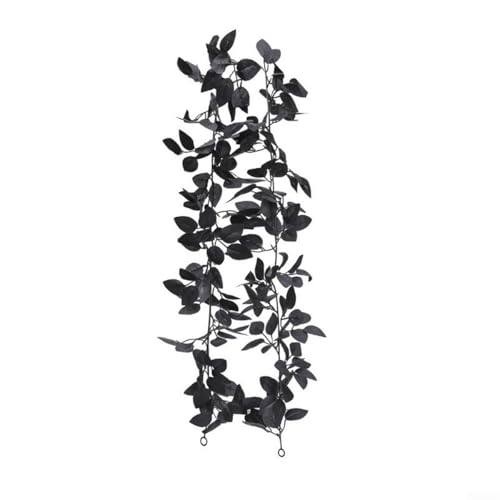 Pumixiy Schwarze Halloween-Girlande, 150 cm, künstliche Seidenrosen, zum Aufhängen, für Zuhause, Wand, Fenster, Kamin, Hochzeit, Party, Dekoration (A) von Pumixiy