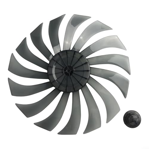 Pumixiy Silent Fan Blade Replacement 350MM Transparent Black Plastic Propeller With Nut Cover For Floor Table Fan 7/9/15 Leaves Option (15-Blatt) von Pumixiy