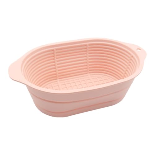 Pumixiy Silikon-Banneton-Gärkörb-Set für Sauerteig-Brotherstellung mit Teigschaber-Werkzeug, ovale Backschüssel, Gärbehälter für professionelle Heimbäcker (ovales Rosa) von Pumixiy