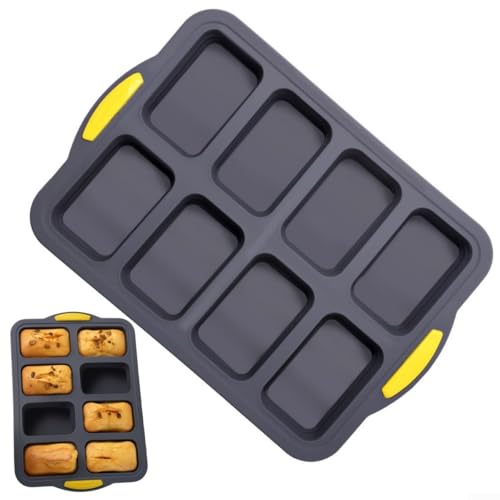 Pumixiy Silikon Mini Kastenform 8 Mulden Mini Kastenformen Mini Brotform Brotbackformen Seifenformen Backblech für Mini Brot Toast Brownie Käsekuchen von Pumixiy