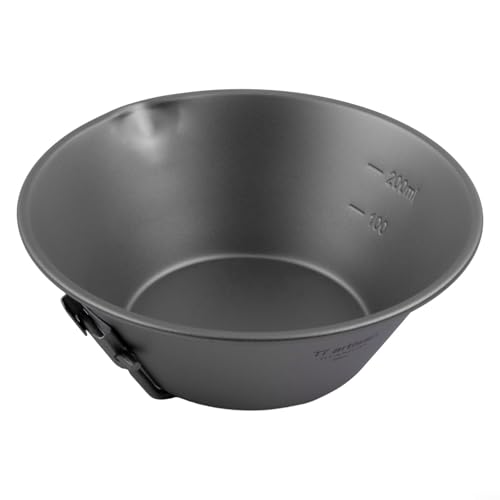 Pumixiy Titan-Tasse, 450 ml, ultraleicht, faltbar, Campingschüssel mit Ausguss und Netztasche für Wandern und Outdoor (300 ml mit Ausgießer) von Pumixiy