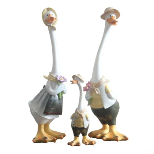 Pumixiy Weiße Ente Statue Gartendekoration Harz Outdoor Ornament Wetterfest Yard Figur Realistisches Design für Innenhof Terrasse Rasen Dekoration (F) von Pumixiy