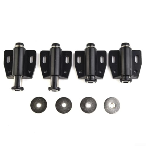 Push to Open Magnetschnäpper für Türen Schubladen, 4 Stück Touch Release Riegel Küchenschrank Hardware, Weiß Schwarz 55 mm x 39 mm, Tür Push Catcher (Schwarz) von Pumixiy