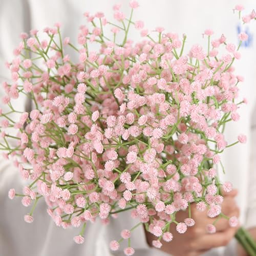 Realistische künstliche Schleierkraut-Blumenstiele für Hochzeitsstrauß, Heimdekoration, 64 cm lang, Seide, Blumenstrauß, Vase, Arrangement, Garten, Hotel, Restaurant, Ladendekoration (rosa) von Pumixiy