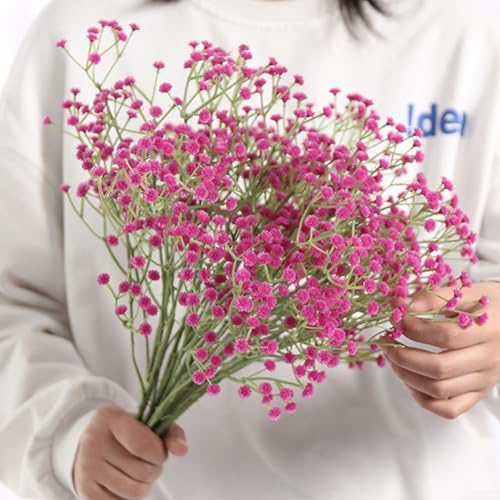 Realistische künstliche Schleierkraut-Blumenstiele für Hochzeitsstrauß, Heimdekoration, 64 cm lang, Seide, Blumenstrauß, Vase, Arrangement, Garten, Hotel, Restaurant, Ladendekoration (rosarot) von Pumixiy