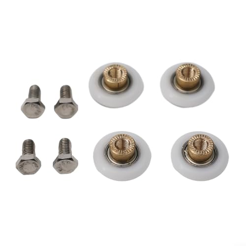 Rollen für Duschtüren, 4 Stück, Badezimmer-Glasschiebe-Räder, Nylon, Kupfer, Ersatzteile, für 4–8 mm dickes Glas mit 20–27 mm Durchmesser, Duschtürrolle (25 mm) von Pumixiy