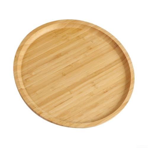 Rundes Serviertablett aus Holz mit Geschirrständer zum Servieren von Lebensmitteln, ideal für Obst, Pizza, Brot und Snacks, multifunktional für Frühstück oder Dinnerpartys, Holzfarbe (25 x 25 x 1,5 cm Rundes Serviertablett aus Holz mit Geschirrständer zum Servieren von Lebensmitteln, ideal für Obst, Pizza, Brot und Snacks, multifunktional für Frühstück oder Dinnerpartys, Holzfarbe (25 x 25 x 1,5 cm von Pumixiy