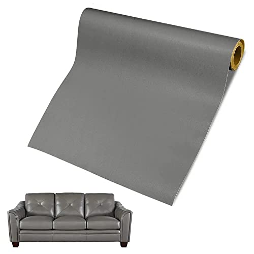 2 Stück 𝟯𝟱𝘅𝟭𝟯𝟳𝗰𝗺 Leder Patch Selbstklebend, Kunstleder Selbstklebend, Leder Patch Selbstklebend, Leder Reparatur Set Leder Patch Kit, Selbstklebender Leder, für Ledertasche Autositz Sofa, Grau von Pummny