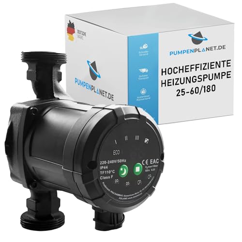 Pumpenplanet IBO Hocheffiziente Umwälzpumpe Heizungspumpe 25-60/180 mm I Förderhöhe 6 Meter I 11 Betriebsmodi I sehr sparsam Schutzklasse IP42 I Einbaulänge 180 mm I Energieklasse A EEI<=0,23 von Pumpenplanet