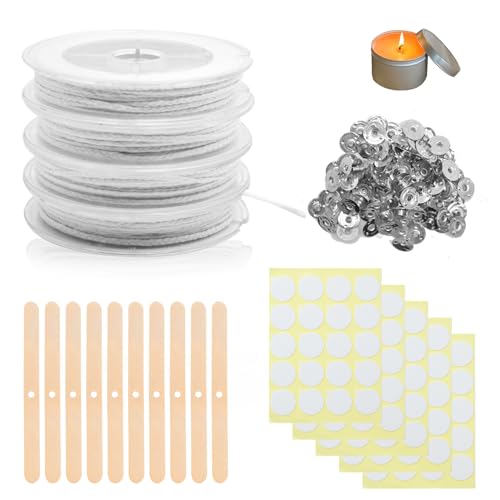 80m Kerzendocht,100 Kerzendochtbasis,Kerzendocht,Naturkerzendocht,10 Dochthalter,100Doppelseitige Aufkleber Für DIY-Kerzen 80m Kerzendocht,100 Kerzendochtbasis,Kerzendocht,Naturkerzendocht,10 Dochthalter,100Doppelseitige Aufkleber Für DIY-Kerzen von Pumuky