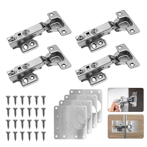 Pumuky 4er Set Scharniere für Schranktüren,Scharnier mit Dämpfer,Unsichtbares Scharnier,Reparaturplatte für Schranktüren mit Schrauben für Schränke,Kleiderschränke,Büros,etc. Pumuky 4er Set Scharniere für Schranktüren,Scharnier mit Dämpfer,Unsichtbares Scharnier,Reparaturplatte für Schranktüren mit Schrauben für Schränke,Kleiderschränke,Büros,etc. von Pumuky