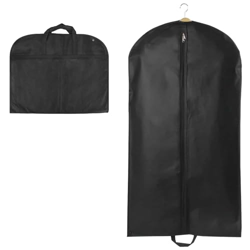Pumuky 60 x 120cm Kleidersack, Lange Kleidersack, Anzug mit Tragegriff Aufbewahrung Kleiderhülle, Atmungsaktive Anzugtasche für Sakkos Hemden Abendkleider Anzugsack (Schwarz) von Pumuky