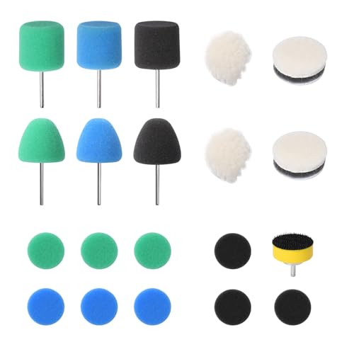Pumwoy 20 Stück Polierschwamm Set 25mm, Mini Polierpads Detail Polierset Polierschwamm mit Schwamm für Kleine Flächen Autoschleifen Polieren Wachsen, PolierschwammAuto Set, Polierauflage von Pumwoy