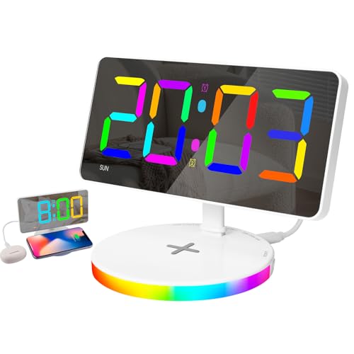 Pumwoy Digitaler Wecker mit Wireless Charger, LED Spiegel Wecker Reisewecker, Alarm Clock Doppelalarm & Nachtlicht, Nachttischwecker Elektronischer Wecker mit USB-Aufladung & Schlummerfunktion Pumwoy Digitaler Wecker mit Wireless Charger, LED Spiegel Wecker Reisewecker, Alarm Clock Doppelalarm & Nachtlicht, Nachttischwecker Elektronischer Wecker mit USB-Aufladung & Schlummerfunktion von Pumwoy