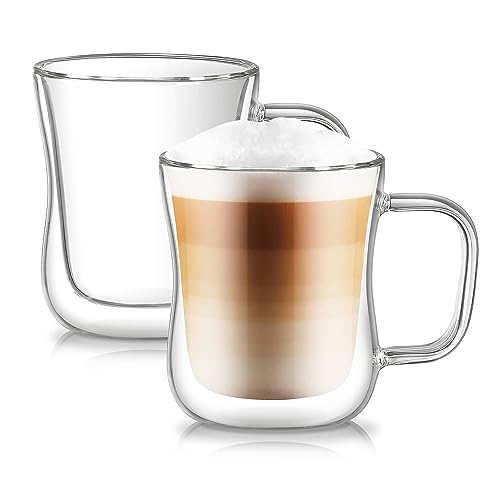 PunPun Klarglasbecher, Isolierte Doppelwandige Gläser 2Er-Set, 350 Ml. Thermokristall Kristallklare Tassen, Isolierte Espressotassen Handgemachte Kaffeetasse. von PunPun