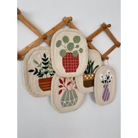 Handgefertigte Punch Needle Blumen Wandbehang Baumwollbüschel Handgefertigte Punch Needle Blumen Wandbehang Baumwollbüschel von PunchioArt