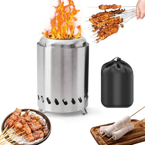 Puniama Rauchfreie Tisch-Feuerstelle – 2025 verbesserte tragbare Edelstahl-Feuerstelle für Camping, Terrasse, Garten & Innenbereich | Holz, Holzkohle, Pellet befeuert | Tischheizung & Kamin Geschenk von Puniama