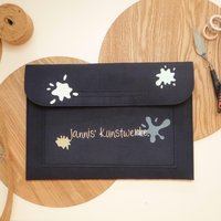 Personalisierte Sammelmappe Farbkleckse Aus Filz Für Gemalte Kinderbilder - Geschenk Zum Geburtstag, Einschulung Oder Kindergarten von PunktPunktKommaPlott
