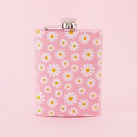 Gänseblümchen Print Edelstahl Flachmann - Pink // Metall Flachmann, Alkohol Sassy, Wichteln Punky Pins von Punkypins