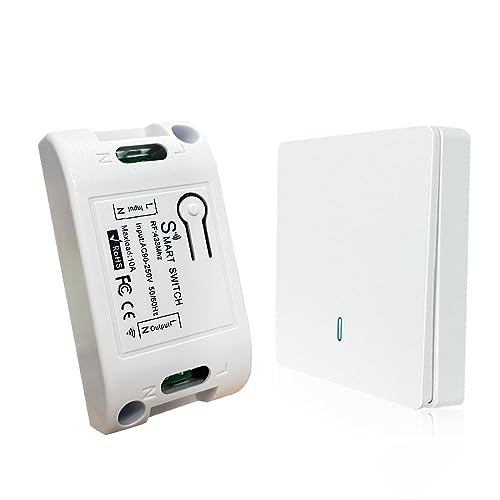 Punxasl Funkschalter Set 433Mhz 1 Wandfernbedienung 1 Mini Unterputz-Funkrelais, Funkschalter Licht AC 90-250V Lichtschalter-Modul Indoor Effektive Entfernung 25 Meter Funk Lichtschalter für Lampe Punxasl Funkschalter Set 433Mhz 1 Wandfernbedienung 1 Mini Unterputz-Funkrelais, Funkschalter Licht AC 90-250V Lichtschalter-Modul Indoor Effektive Entfernung 25 Meter Funk Lichtschalter für Lampe von Punxasl