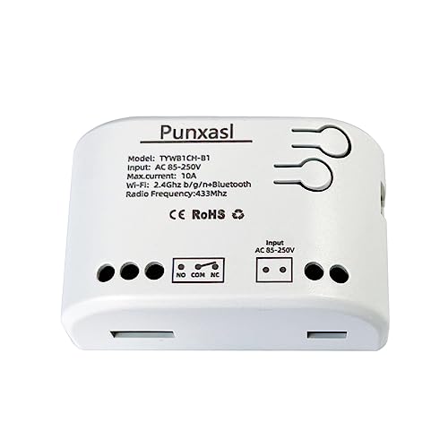 Punxasl 1 Kanal Momentan Tipprelais, Motorsteuerung Trockenkontakt-Relaisschalter, Tuya USB 5 V/AC 85-250 V Intelligenter WLAN-Momentschalter Wifi Relais Schalter von Punxasl