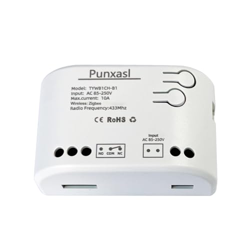 Punxasl Smart Relais Schaltmodul, Zigbee 1CH Wireless Remote Smart Garagentoröffner AC 220 V/USB 5 V Smart Life Fernbedienung Trockenkontakt Momentry Switch von Punxasl