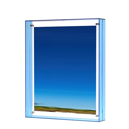 Puooifrty 8,5X11 Bilderrahmen, Atemberaubender Schwebender Acryl-Fotorahmen im Farbe, Horizontale und Vertikale Formate Zur Anzeige, Blau von Puooifrty