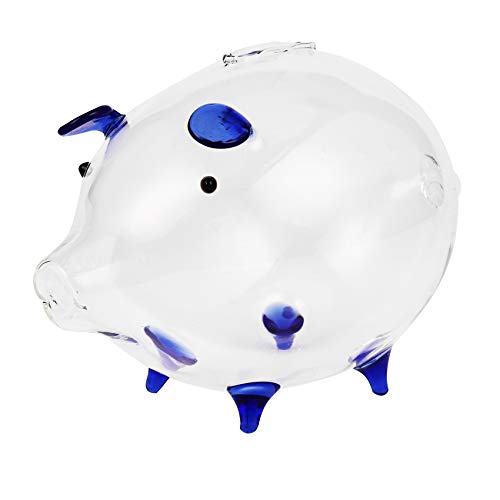 Puooifrty Schwein Bank Münze Spardose Niedlich Transparent Glas Geburtstagsgeschenk Für Kinder Kinder Blau von Puooifrty