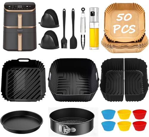 COSORI Heißluftfritteuse Zubehör - Airfryer Zubehör für COSORI Turbo Tower Pro 10,8 Liter Double Stack Airfryer Und anderen Quadrat Air Fryer, Air Fryer Silikonform Einsatz, Air Fryer Accessories COSORI Heißluftfritteuse Zubehör - Airfryer Zubehör für COSORI Turbo Tower Pro 10,8 Liter Double Stack Airfryer Und anderen Quadrat Air Fryer, Air Fryer Silikonform Einsatz, Air Fryer Accessories von Puosike