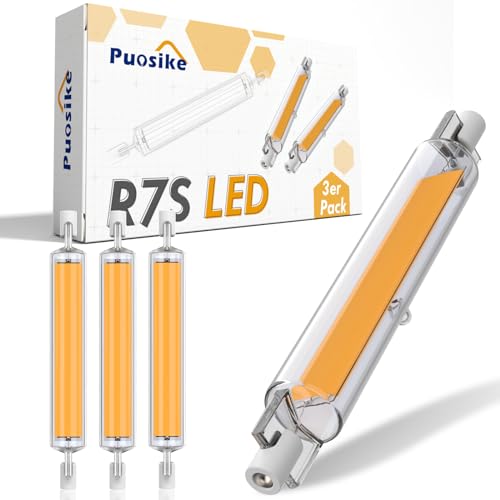 Puosike R7S LED 118mm Dimmbar Lampe, 20W LED R7S 118mm Leuchtmittel Birne Glühbirne, R7S LED Bulbs Ersetzt 200W Halogen, AC 220-240V/2000LM (3PCS Warm White, 118mm) von Puosike