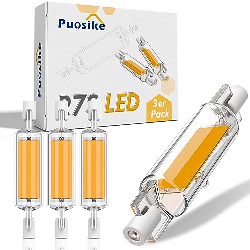 Puosike R7S LED 78mm Dimmbar Lampe, 10W LED R7S 78mm Leuchtmittel Birne Glühbirne, R7S LED Bulbs Ersetzt 100W Halogen, AC 220-240V/1000LM (3PCS Warm White, 78mm) von Puosike