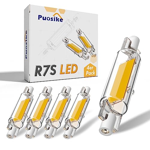 Puosike R7S LED 78mm Dimmbar Lampe, 10W LED R7S 78mm Leuchtmittel Birne Glühbirne, R7S LED Bulbs Ersetzt 100W Halogen, AC 220-240V/1000LM (4PCS Natural White, 78mm) von Puosike