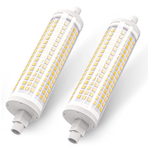 Puosike R7s LED 118mm, 15W R7s LED 118mm Lampe, R7s LED 118mm 2835-128LED Leuchtmittel Warmweiß 3000K 1300LM ersatz für 130W Halogenstäbe, AC 220-240V/2er-Pack von Puosike