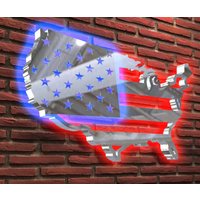 Led Light Usa Landkarten Flagge, Custom Steel Flagge Karte, Beleuchtete Adler Metall United States Metal Art, Stahl Usa Schild von Pupax