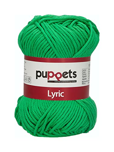 Puppets Lyric Stärke 8 4572008-05012 grün Häkelgarn, 100 % Baumwolle von Puppets
