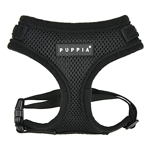 Puppia Hundegeschirr - Soft Superior Geschirr A – super weich - für kleine und mittelgroße Hunde, PAVA-HA1916-BK-XL, schwarz, XL von Puppia