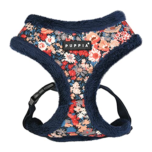 Puppia Gianni Hundegeschirr, Überziehgeschirr, warm, Winter, Blumenmuster, verstellbare Brust, für kleine und mittelgroße Hunde, Marineblau, Größe L Puppia Gianni Hundegeschirr, Überziehgeschirr, warm, Winter, Blumenmuster, verstellbare Brust, für kleine und mittelgroße Hunde, Marineblau, Größe L von Puppia
