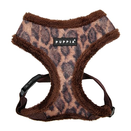 Puppia Kovo Hundegeschirr, Überkopf, warm, Winter, Leopardenmuster, verstellbare Brust, für kleine und mittelgroße Hunde, Braun, Größe L von Puppia