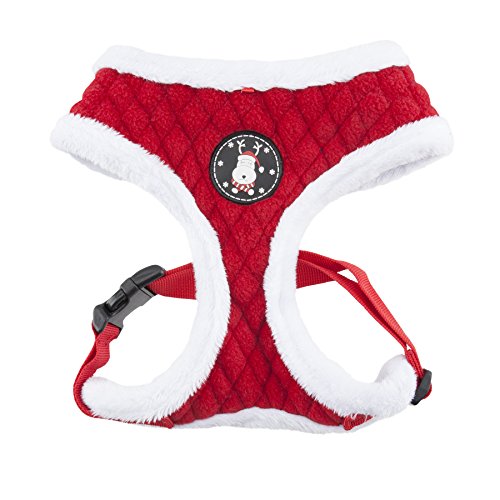 Puppia Weihnachtsgeschirr - Weiches Hundegeschirr für Weihnachten -Geschirr für kleine und mittelgroße Hunde - Rot, PAQD-AC1470-RD-XL, XL von Puppia