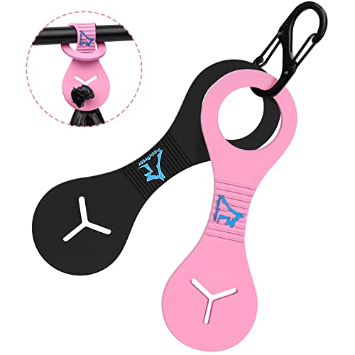 PuppyDoggy Silikon Kotbeutelhalter für Hundekotbeutel, handlich und einfach zu verwenden, für Hundeleinen-Spender, Zubehör (2 Pieces, Black + Pink) von PuppyDoggy