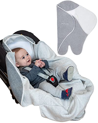 Purflo Cosy Travel Wrap | Baby-Reisedecke | Autositz-Wickeldecke | 0-9 Monate | Minimal Grau von PurFlo