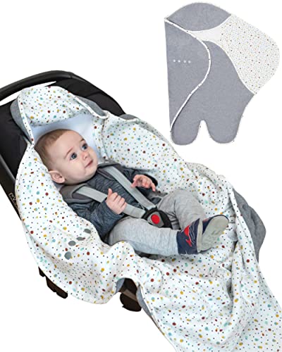 Purflo Cosy Travel Wrap | Baby-Reisedecke | Autositz-Wickeldecke | 0-9 Monate | Scandi Spot von PurFlo