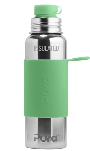 Pura Isolierte Edelstahl-Sport-Wasserflasche, 625 ml, BPA-freie und plastikfreie Silikonhülle und auslaufsicherer Deckel für Kinder und Erwachsene, Moos Pura Isolierte Edelstahl-Sport-Wasserflasche, 625 ml, BPA-freie und plastikfreie Silikonhülle und auslaufsicherer Deckel für Kinder und Erwachsene, Moos von Pura