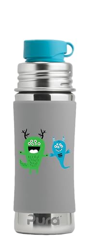 Pura Sport Mini 325 ml Flasche mit Hülle & Silikon Big Mouth Sport Top – Edelstahl, auslaufsicher und auslaufsicher für Kinder, Kleinkinder, Vorschüler – Monster Pura Sport Mini 325 ml Flasche mit Hülle & Silikon Big Mouth Sport Top – Edelstahl, auslaufsicher und auslaufsicher für Kinder, Kleinkinder, Vorschüler – Monster von Pura