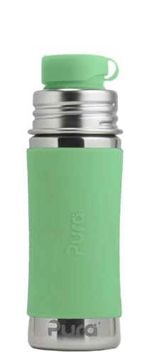 Pura Sport Mini 325 ml Flasche mit Hülle & Silikon Big Mouth Sport Top – Edelstahl, auslaufsicher und auslaufsicher für Kinder, Kleinkinder, Vorschüler – Moos Pura Sport Mini 325 ml Flasche mit Hülle & Silikon Big Mouth Sport Top – Edelstahl, auslaufsicher und auslaufsicher für Kinder, Kleinkinder, Vorschüler – Moos von Pura