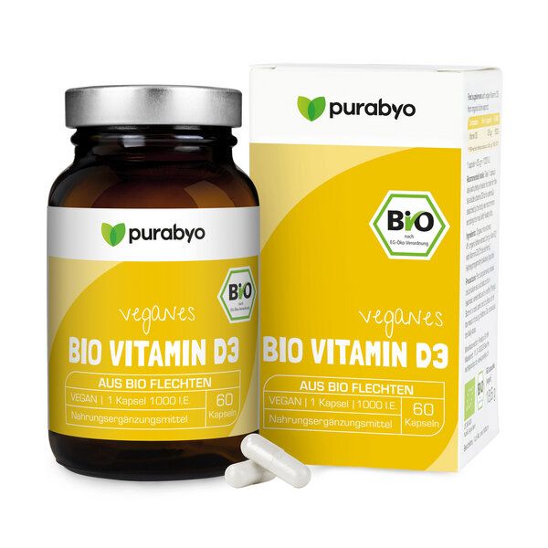 Purabyo Bio Vitamin D3 Kapseln aus Bio Flechtenextrakt von Purabyo