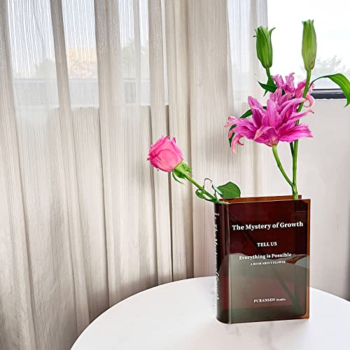 Puransen Buchvase für Blumen ästhetische Raumdekoration, künstlerischer und kultureller Geschmack, dekorative Acrylvase, einzigartiger Akzent, für Zuhause/Schlafzimmer/Büro, Buch (Transparent Braun) von Puransen